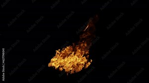 Realistic Ground Fire in 4K resolution to put stuff on fire using VFX. High Quality flame footage with a transparent alpha background, variation 03
