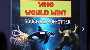 Fourth-grade students at Coosa Elementary School proudly presented their creative digital books, inspired by the 'Who Would Win?' series, to the acclaimed author Jerry Pallotta. The projects featured AI-generated animal mashups and showcased the students’ research and writing skills. | Beaufort County School District