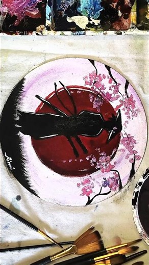 Samurai Drawing, Canvas Painting With Acrylic Colour, #shorts #art #drawing #canvas #acrylicpainting