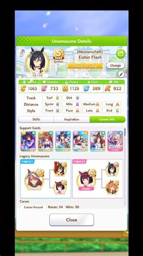Umamusume Pretty Derby Eishin Flash Trackblazer MANT Final Stats