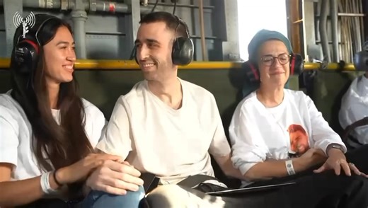 Hostage couple reunited at last! Avinatan Or, a survivor of more than two years in Hamas captivity in Gaza, aboard an IDF helicopter with his parents and partner Noa Argamani (who was rescued June 2024) on way to a hospital yesterday. Credit: IDF | Operation Lifeshield