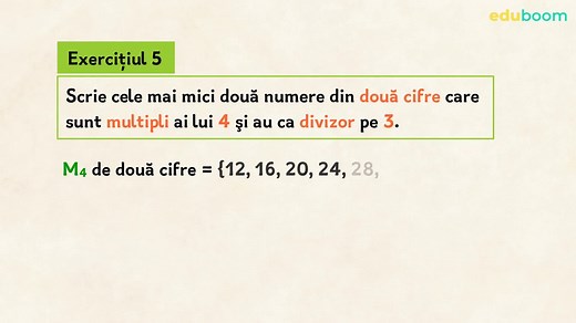 Divizibilitate. Divizor. Multiplu. Exerciții. Matematica clasa a 5-a