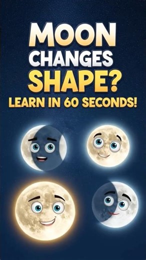 Why The Moon 🌖 Changes Shape? Learn in 60 Seconds #scienceforkids #shorts