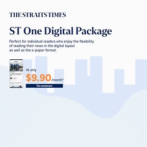 Go digital with The Straits Times and enjoy the flexibility of reading your news in both digital and e-paper formats. Get exclusive reports and sharp insights with more than 500 subscriber-only articles every month. The ST One Digital subscription gives you personal access at only $9.90/month, no contract. | The Straits Times