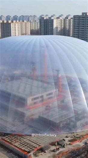 China Installs a 50-Meter Inflatable Dome to Block Dust and Noise In Jinan, China installed a 50-meter-tall inflatable dome over a construction site to prevent dust, noise, and air pollution from spreading into surrounding neighborhoods. The dome acts like a giant environmental shield, containing particulate matter while allowing construction to continue inside. It represents a novel approach to urban construction management in densely populated cities. Important Details: • Dome height: 50 meter