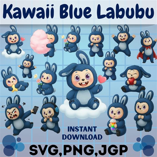 Kawaii Labubu Svg Bundle, Monster Face Clipart (digital Download) - Etsy
