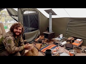 ‪@Down2Mob‬'s Winter Hot Tent Tour! Kodiak 12'x12' "Lodge Cabin" 4 Season Tent w/ Awning Room
