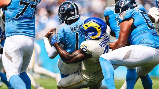 HIGHLIGHTS: Rams OLB Byron Young sacks Titans QB Cam Ward to force 3rd and long