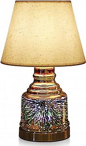 Table Lamp,Desk Lamp with Bulb Included - Modern Lamp with Unique Lampshade,Handmade 3D Effect Glass Base - Perfect for Table in Bedroom,Bedside,Living Room,Office (Table Lamp Bowling)