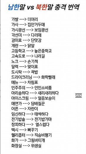 남한말vs북한말 충격 번역#남한말북한말 #북한단어 #분단의언어#얼음보숭이 #곽밥 #더머리#남북문화차이 #한글 #쇼츠지식