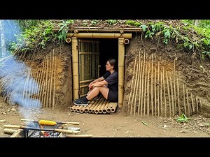 Build an Underground Shelter Using Bamboo | Jungle Survival