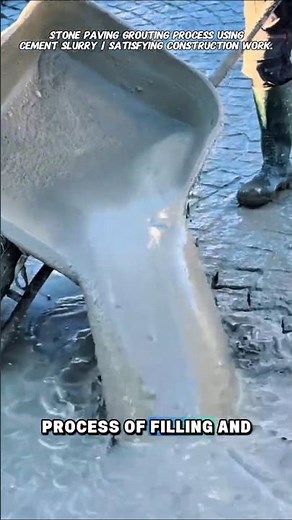Stone Paving Grouting Process Using Cement Slurry | Satisfying Construction Work.