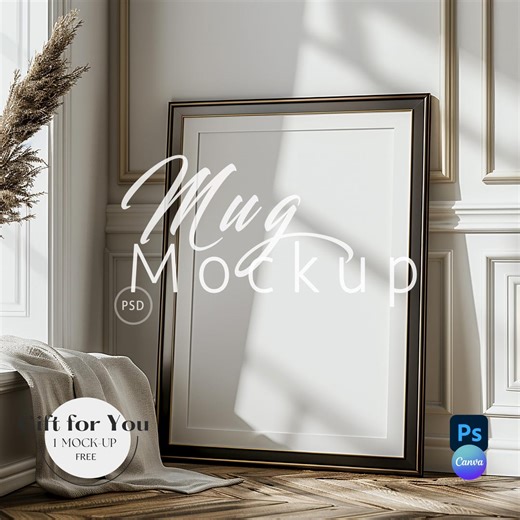 Black Vertical Frame Mockup, Living Room Decor (PSD, Canva, PNG) | 518 - Etsy
