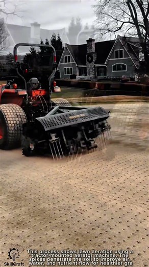 Lawn Aeration Work Tool Using Tractor Mounted Aerator Machine #worktool