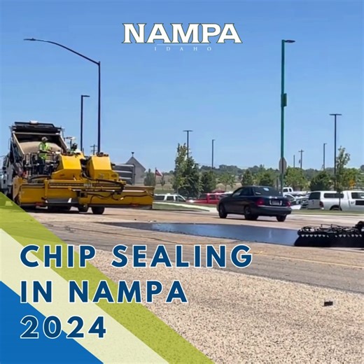 Crews made it through their first week of chip sealing! Here's a quick look at their process. A chip seal application is a protective surface applied to the current pavement to increase the life span of the roadway. Did you know that chip sealing can add five to seven years to the pavement life and it is less expensive than repaving? Unlike repaving the road, chip sealing also allows immediate access to the roads after application! For more information, visit https://www.cityofnampa.us/420/Crack