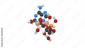 Adenosine triphosphate molecular structure, ATP is intracellular energy transfer. C10H16N5O13P3. 3D render. Seamless loop. Chemical structure model: Ball and Stick. White background vídeo de Stock