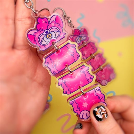 Long Furby Wiggle Keychain | 90s Nostalgia Hot Pink Furb - Etsy