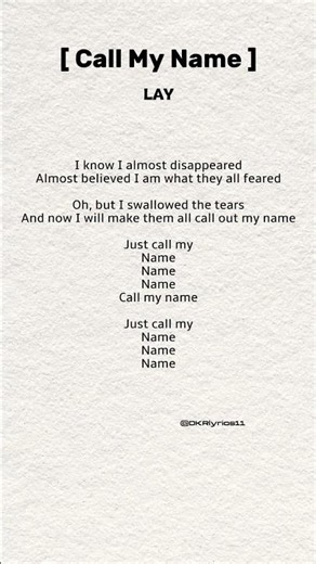 LAY | CALL MY NAME (lyrics) #张艺兴 #lay #layzhang #张艺兴 新歌 #exo #fyp