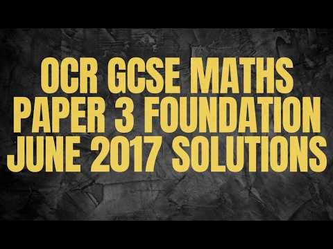 OCR GCSE Maths Paper 3 Foundation June 2017 Solutions
