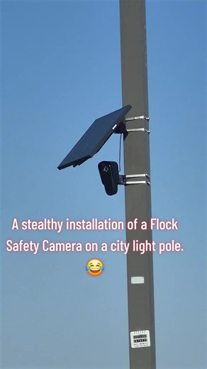 A highly stealthy (Lol) installation of a Flock Safety Camera on a city owned light pole. How are these things not all perforated now by redneck teenagers with .22 rifles? #RockwallCounty #DallasCounty #CollinCounty #Rowlett #Texas