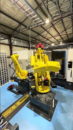 Robot pairing! Fanuc & Okuma automation 🤖 #robotics #engineering #fanuc #cnc