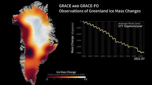 NASA Scientific Visualization Studio | Greenland Ice Mass Loss 2002-2025