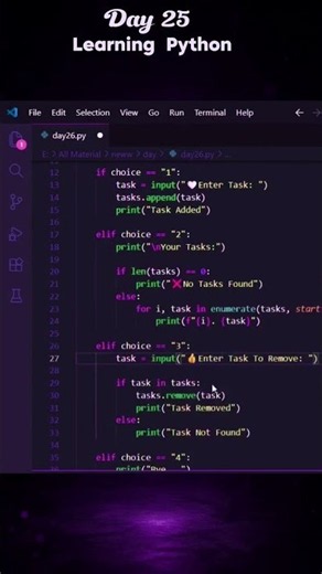 Day 25 🔥 of Learning Python 🚀 | Build a To-Do List App in Python 🐍 #shorts #python