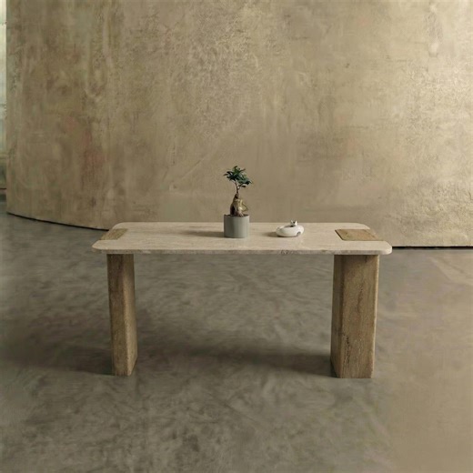 Travertine Sculptural Console Table | Narrow Minimalist Natural Furniture | Luxury Foyer & Entry Console - Etsy