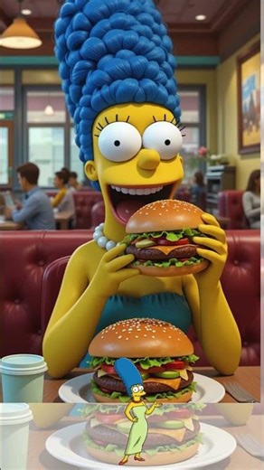 SIMPSON FAMILY EATING SPICY BURGER #thesimpsons #simpsons #simpson