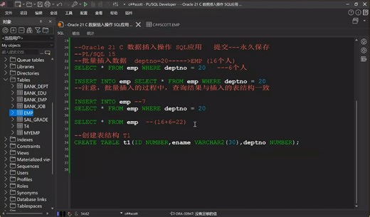 数据库实践操作 Oracle 21C SQL常用查询语法结构 子查询限制插入实操