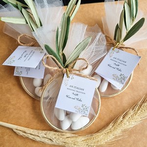 Personalized Wedding Almond Candy Favors With Olive Leaves, Italian Confetti, Greek Koufeta - Etsy Canada