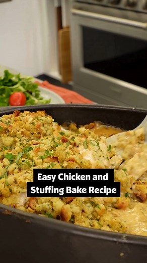 Comfort in a casserole! Find the full recipe for this Easy Chicken and Stuffing Bake in the comments. 😋 | Allrecipes