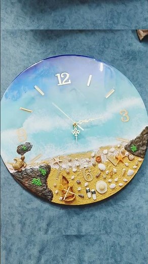 Elegant resin clock art| Beach theme resin clock #resinart #resincrafts #resin