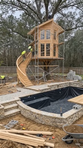 “From Dirt to Dream Backyard: Insane Treehouse + Pool Transformation!” #shots #ai #vira #timelapse.