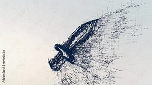 Attack logo, a design consisting of a code of numbers and a symbol. Abstract threat icon in computer cyber network on a light background