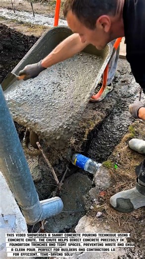 Genius Concrete Pouring Hack! Smart Way to Fill Foundation Using Concrete Chute | Construction Tips.