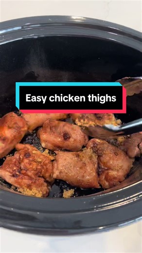 Easy crockpot dinner - pack of chicken thighs - Salt, pepper, garlic powder, paprika (measure with your heart) - 2tbsp brown sugar - 1 tbsp honey - 1tbsp soy sauce - 1/2tsp sesame oil ( optional) Mix well & set on high for 4 hours #easydinner #crockpot #chicken #chickenthighs #cookingmom I like to pair it with mashed potato and broccoli 🥦 * I didn’t say it was the healthiest meal *