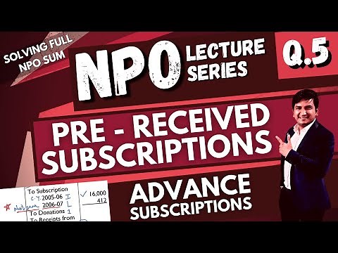 NPO | Subscriptions | Class 12 | Full Sum Solving | Advance Subscription Received | 12th Commerce