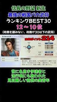 戦国の世でしか生きられないであろう、政務を顧みない「戦国バカ」最強ランキングBEST30 12～10位【信長の野望・新生PK】 #ランキング#信長の野望新生 #ゲーム実況#最強