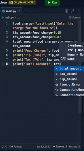 Python vs. Manual Math: Which One is Faster for Calculating Restaurant Bills?