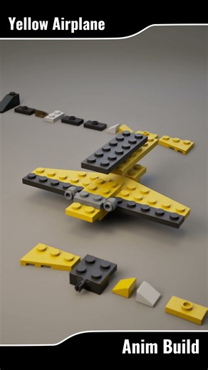 Building LEGO Creator Set 7808 1 – Yellow Airplane in Animation #lego