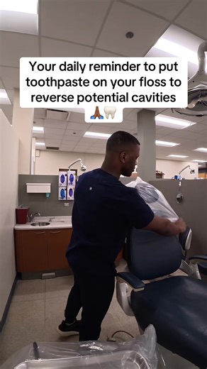 Adding toothpaste to your floss can act like spot treatment to areas where a cavitiy might be starting. Doing this when cavities are in their infancy will prevent them from being cavities that need to be drilled and filled. #fyp #dentist #dentistry #teethtok #dentalhygienist