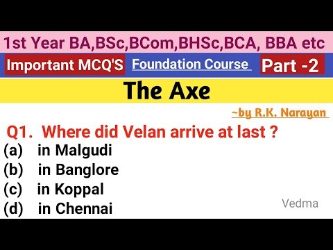 1st Year Foundation Course English Chapter 3 Imp Questions| The Axe Imp Ques | RK Narayan | MCQ