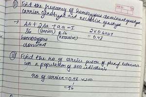 Find the frequency of homozygous dominant genotype, carrier gen... | Filo