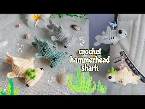 Crochet No Sew Hammerhead Shark Amigurumi Tutorial 🦈 | Easy Crochet Hammerhead Shark keychain 🦈