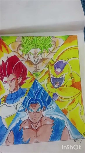 Son Goku, Vegeta, Broly and Frieza drawing in one frame #songoku #vegeta #broly #frieza #ytshorts