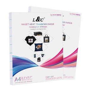 [Hot Item] L&C Wholesale A4 Size Ink Jet Transfer Paper Transparent Heat Transfer Paper for Dark Fabric Tshirt