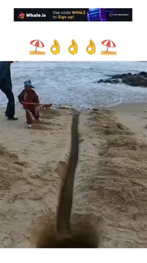 @globalgiggl | This viral video captures beachgoers digging interconnected holes and channels to funnel ocean water into natural jacuzzis, evoking... | Instagram