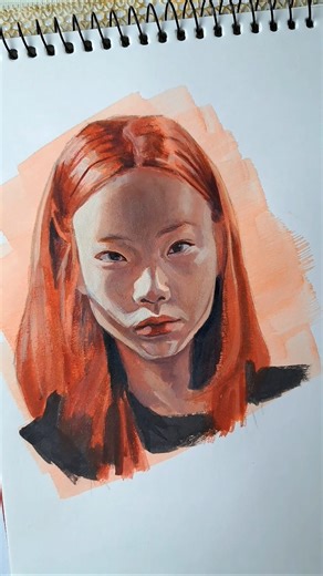 Sketchbook Portrait Practice ‐Acrylic✨️#art#short#sketchbook