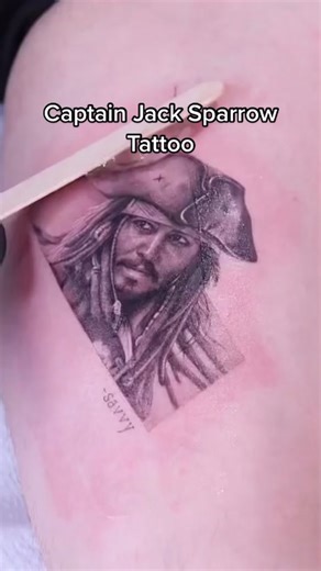 Captain Jack Sparrow Tattoo at Atelier Eva Tattoo Studio in Brooklyn